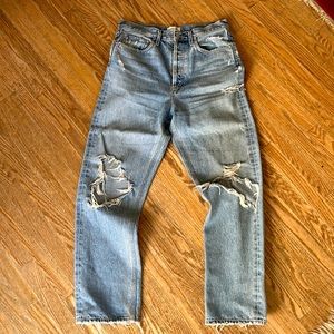 90s Mid-Rise Loose-Fit Distressed Jeans